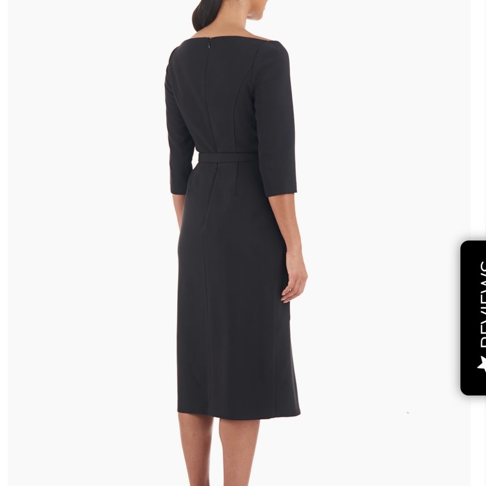 Kay Unger Izzy Midi Dress asymmetrical hem, Black - Picture 2 of 6